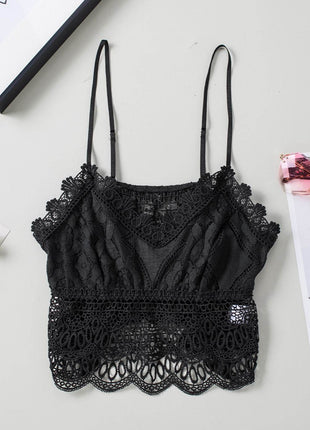 V-Neck Lace Cropped Cami - MimiStylez