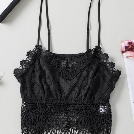 V-Neck Lace Cropped Cami - MimiStylez