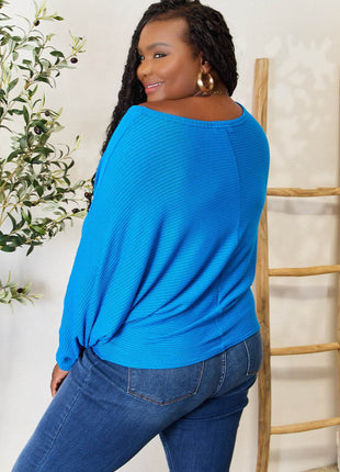 Zenana Full Size Round Neck Batwing Sleeve Blouse - MimiStylez