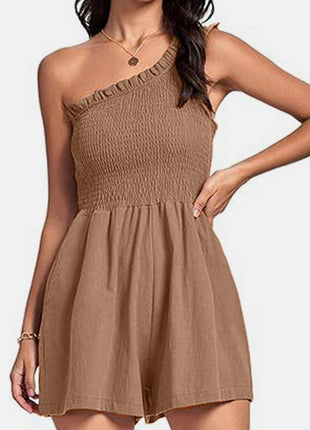 Smocked Single Shoulder Romper - MimiStylez