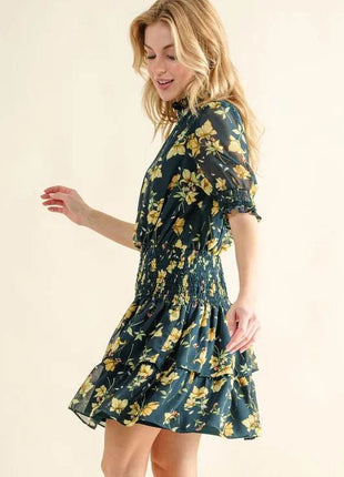 And The Why Floral Print Smocked Waist Mini Dress - MimiStylez