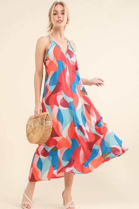 And the Why Printed Crisscross Back Cami Dress - MimiStylez