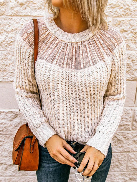 Round Neck Rib-Knit Sweater - MimiStylez