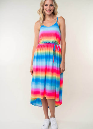 White Birch Full Size Ombre Striped Midi Cami Dress - MimiStylez