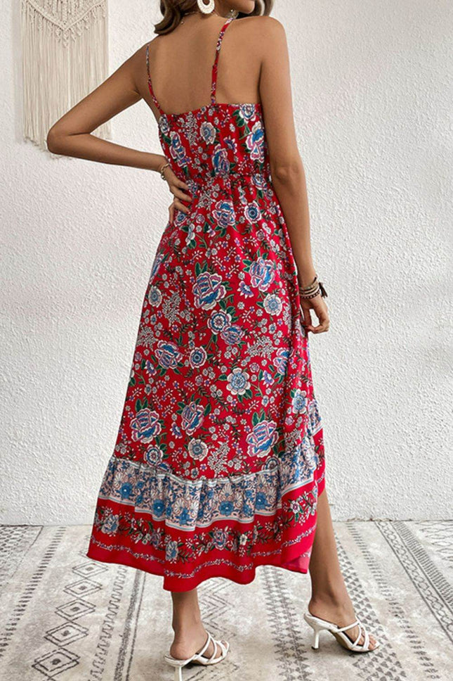 Bohemian Decorative Button Spaghetti Strap Dress - MimiStylez