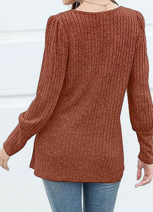 Decorative Button Square Neck Top - MimiStylez