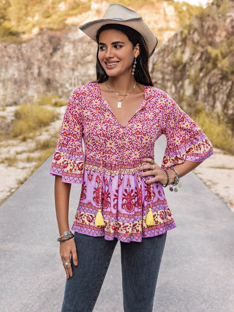 Tie Neck Babydoll Top - MimiStylez