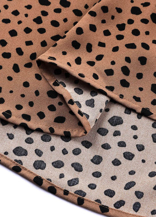 Animal Print Ruffle Collar Flounce Sleeve Blouse - MimiStylez