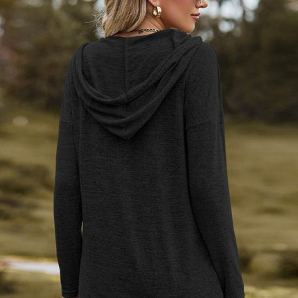 Drawstring Dropped Shoulder Hooded T-Shirt - MimiStylez