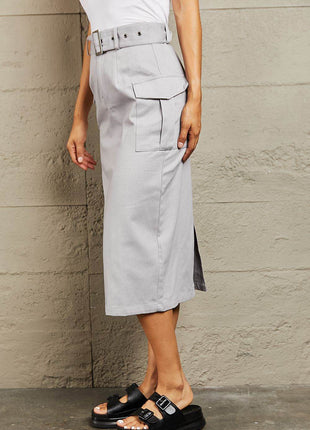 HYFVE Professional Poise Buckled Midi Skirt - MimiStylez