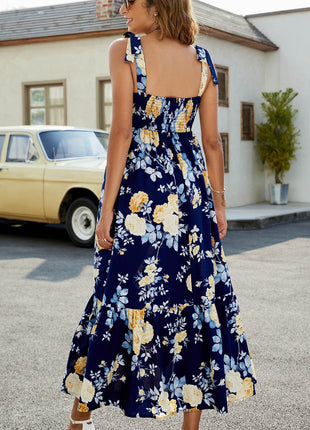 Floral Tie-Shoulder Sleeveless Dress - MimiStylez