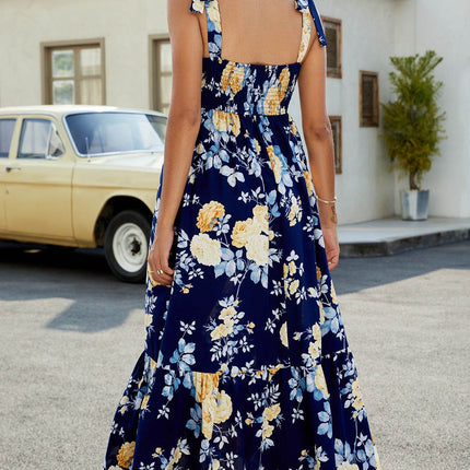 Floral Tie-Shoulder Sleeveless Dress - MimiStylez