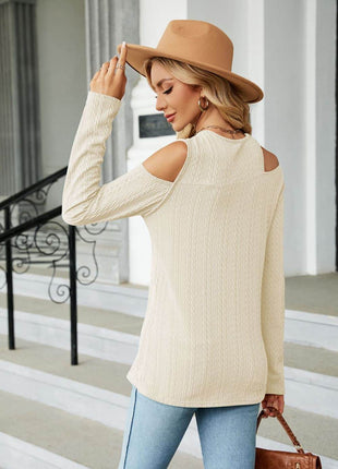 Dropped Shoulder Long Sleeve Blouse - MimiStylez