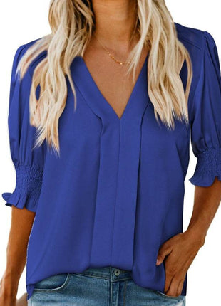 V-neck Half Sleeve Shirt For Women - MimiStylez