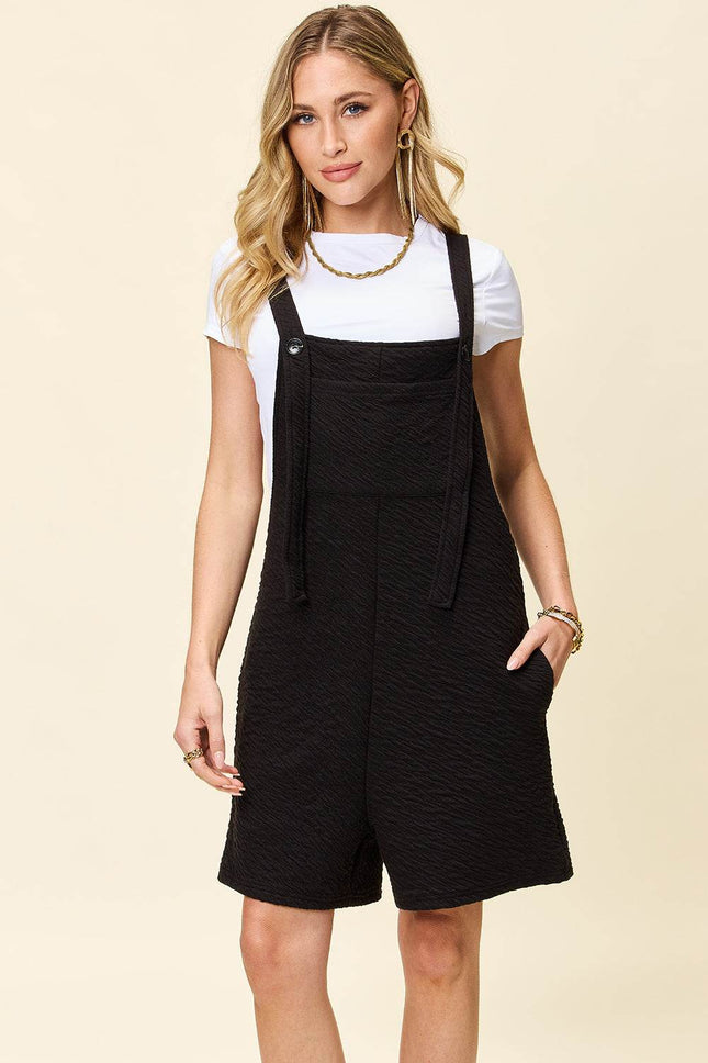 Double Take Full Size Texture Square Neck Romper - MimiStylez