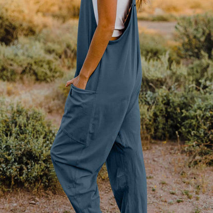 Double Take Full Size V-Neck Sleeveless Jumpsuit with Pockets - MimiStylez