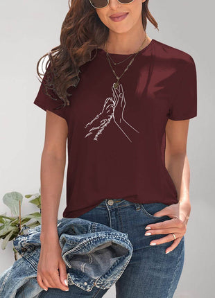 Graphic Round Neck Short Sleeve T-Shirt - MimiStylez