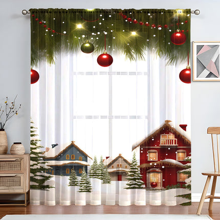 1PC Festive Christmas Printed Curtains