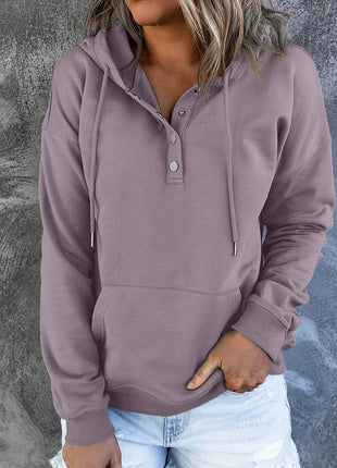 Dropped Shoulder Long Sleeve Hoodie with Pocket - MimiStylez
