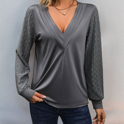 V-Neck Long Sleeve Top - MimiStylez