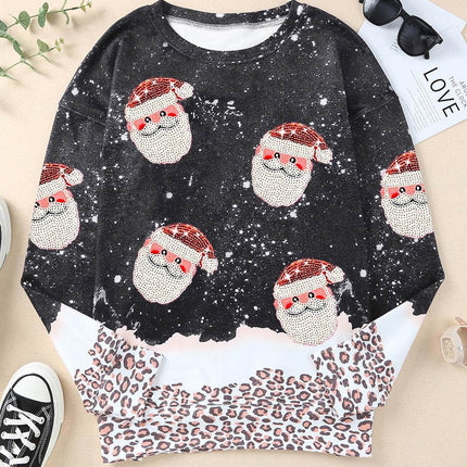 Sequin Patch Christmas Element Sweatshirt - MimiStylez