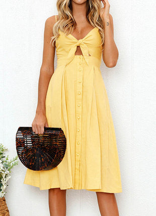 Cutout Smocked Sweetheart Neck Cami Dress - MimiStylez