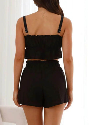 Ruffled Square Neck Cami and Shorts Set - MimiStylez
