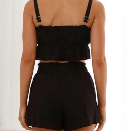 Ruffled Square Neck Cami and Shorts Set - MimiStylez