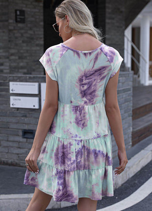 Tie-Dye Ruffle Hem Dress - MimiStylez