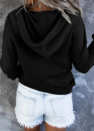 Dropped Shoulder Long Sleeve Hoodie with Pocket - MimiStylez