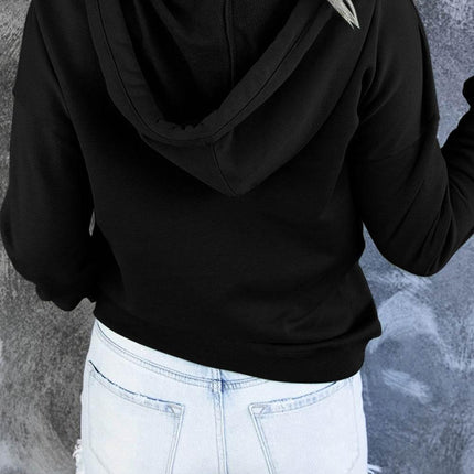 Dropped Shoulder Long Sleeve Hoodie with Pocket - MimiStylez