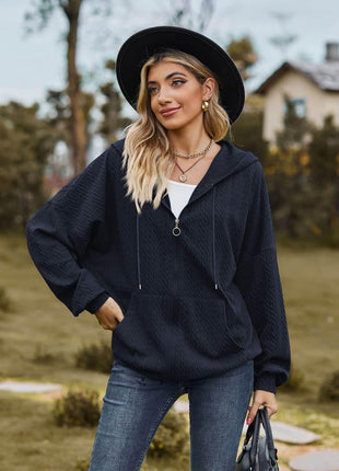 Cable-Knit Long Sleeve Hooded Jacket - MimiStylez