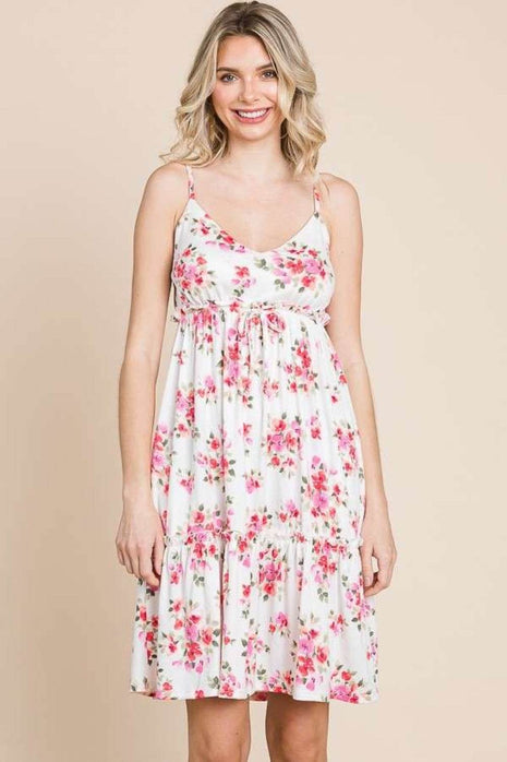 Culture Code Full Size Floral Frill Cami Dress - MimiStylez