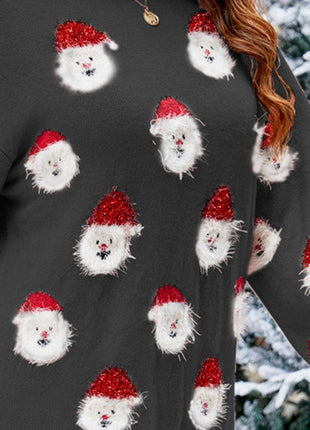 Round Neck Dropped Shoulder Sweater Dress - MimiStylez