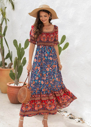 Floral Flounce Sleeve Midi Dress - MimiStylez