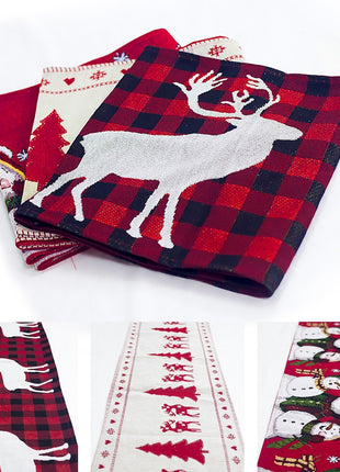 Christmas Elk Snowman Table Runner Merry Christmas Decorations