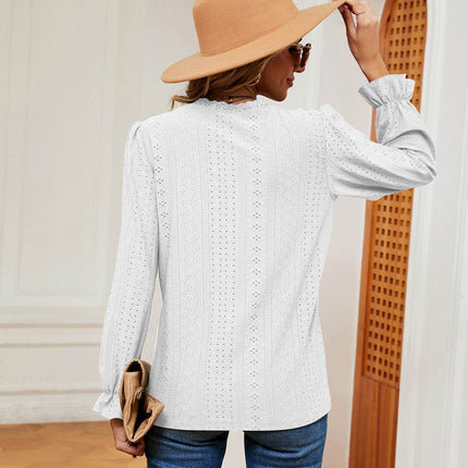 V-Neck Flounce Sleeve Blouse - MimiStylez