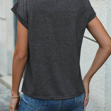 Half Button Round Neck T-Shirt - MimiStylez