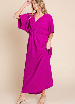 BOMBOM Surplice Maxi Dress with Pockets - MimiStylez