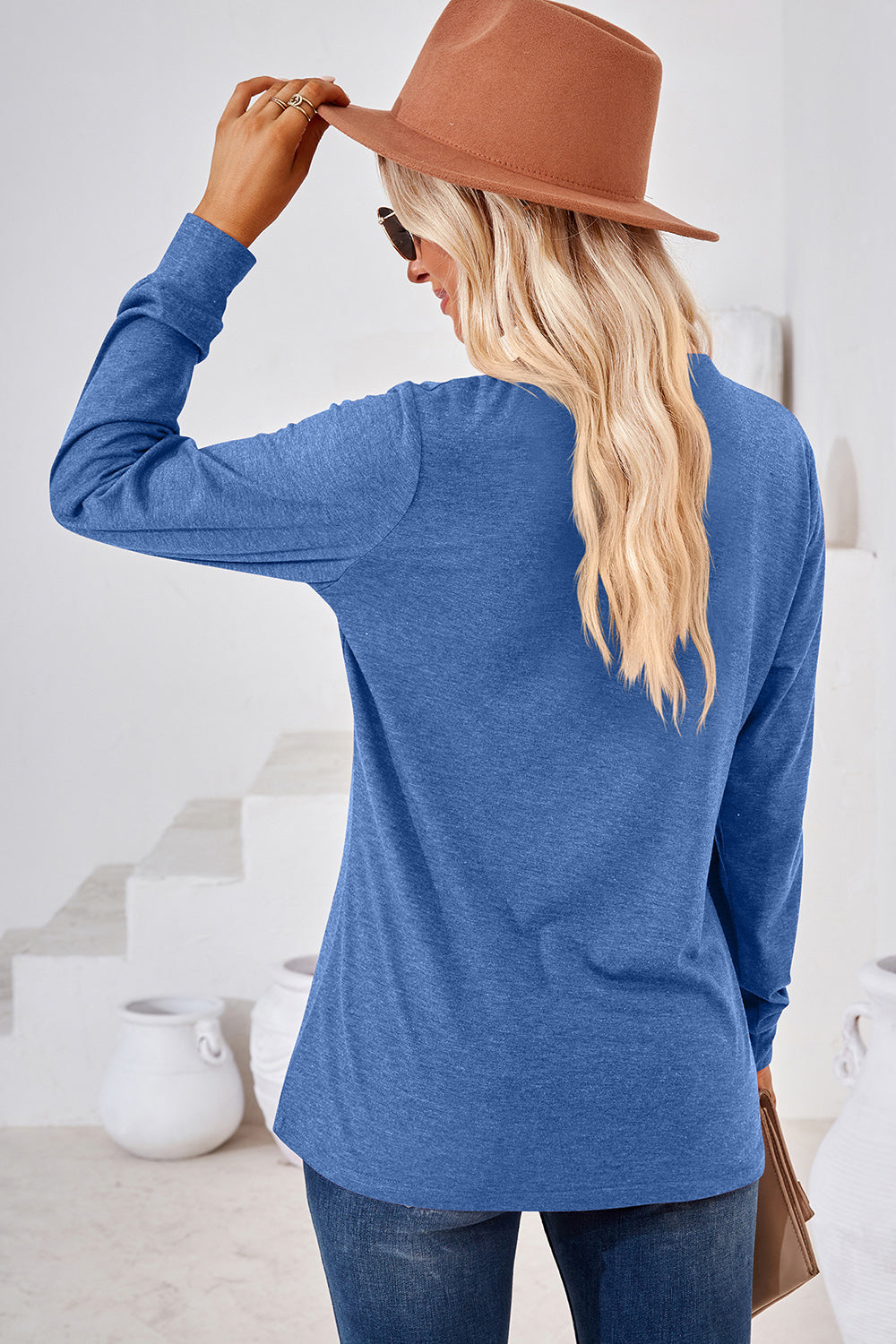 Notched Long Sleeve T-Shirt