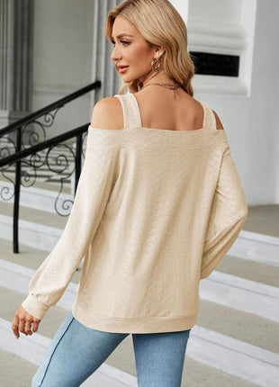 Cold Shoulder Square Neck Cutout Blouse - MimiStylez