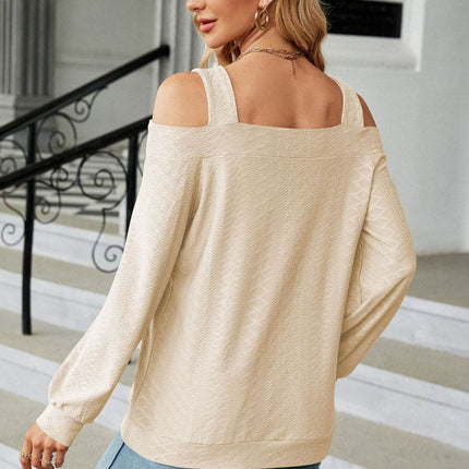 Cold Shoulder Square Neck Cutout Blouse - MimiStylez