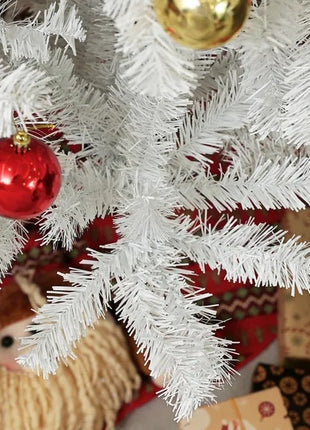 9FT White Unlit Christmas Tree With 2132 Branch Tips, Auto Open, Steel Base