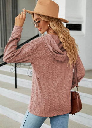 Cable-Knit Long Sleeve Hoodie - MimiStylez