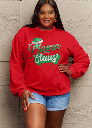 Simply Love Full Size MAMA CLAUS Round Neck Sweatshirt - MimiStylez