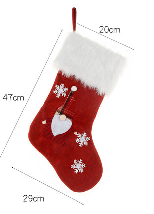 Christmas Ornament With Light Burlap Embroidery Sock Gift Bag