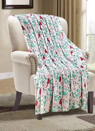 Christmas Elk Snowman Santa Claus Print Blanket Winter Double-sided Flannel Blanket