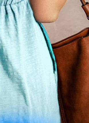 Double Take Scoop Neck Buttoned Sleeveless Magic Dress with Pockets - MimiStylez