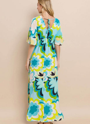 ODDI Floral Printed Slit Maxi Dress - MimiStylez