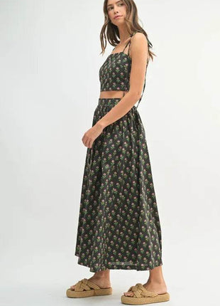 MABLE Floral Crop Top and Skirt Set - MimiStylez
